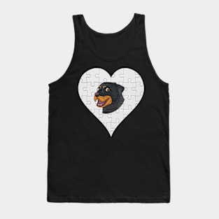 Rottweiler Heart Jigsaw Pieces Design - Gift for Rottweiler Lovers Tank Top